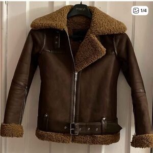 Sam Edelman Chestnut Brown Shearling Trim Jacket xs
